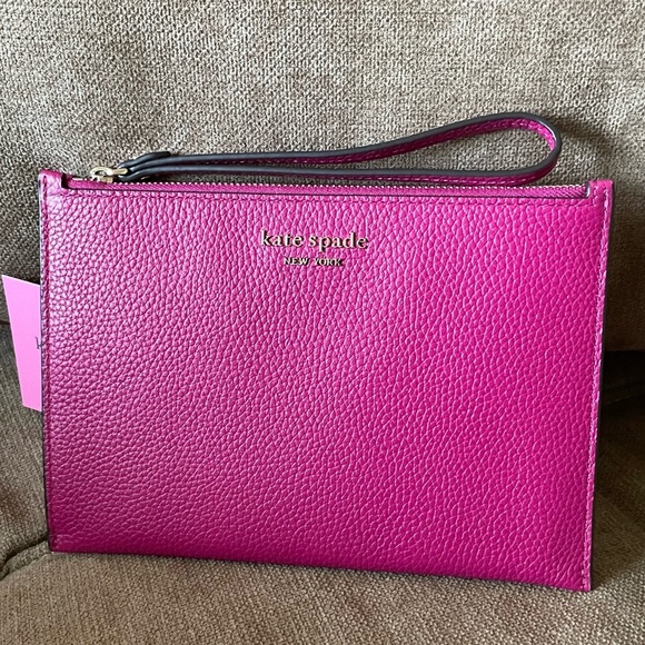 kate spade Handbags - Kate Spade Magenta Leather Clutch Wristlet Bag Versatile Aesthetic Preppy chic